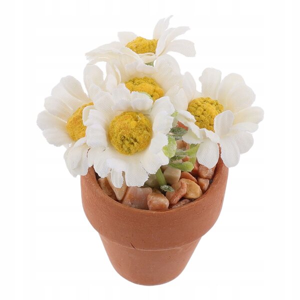 Miniatura pianta in vaso con margherita realistica per decorazioni domestiche