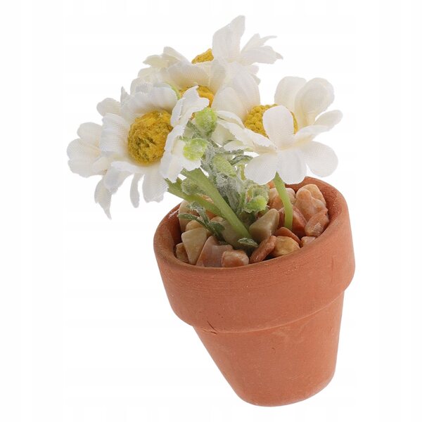 Miniatura pianta in vaso con margherita realistica per decorazioni domestiche