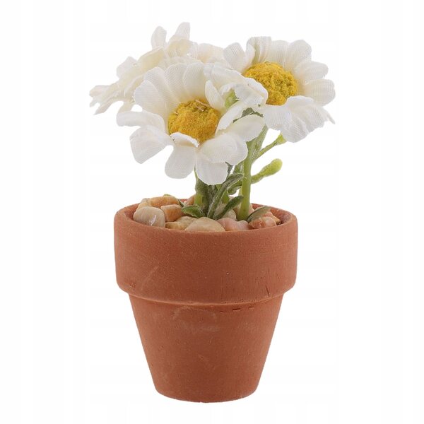 Miniatura pianta in vaso con margherita realistica per decorazioni domestiche