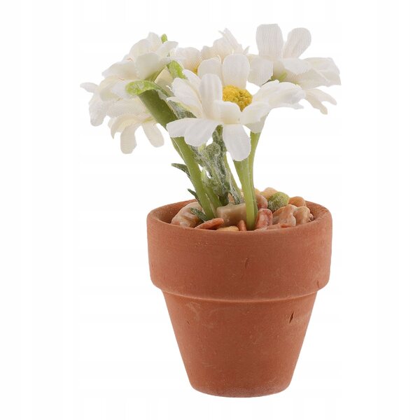 Miniatura pianta in vaso con margherita realistica per decorazioni domestiche
