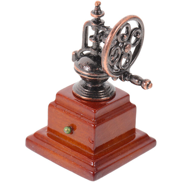 Mini espresso decorativo realistico per case delle bambole in legno e zinco
