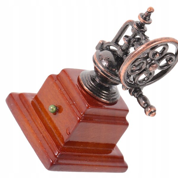 Mini espresso decorativo realistico per case delle bambole in legno e zinco