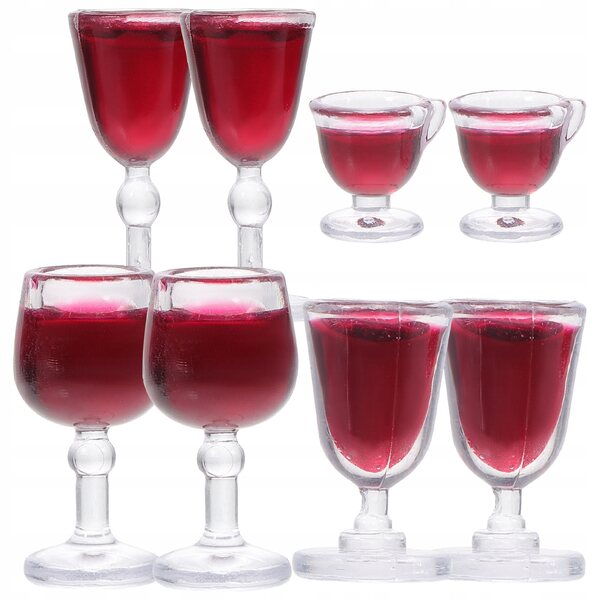 Set 8 Mini Bicchieri da Vino Giocattolo per Casa delle Bambole