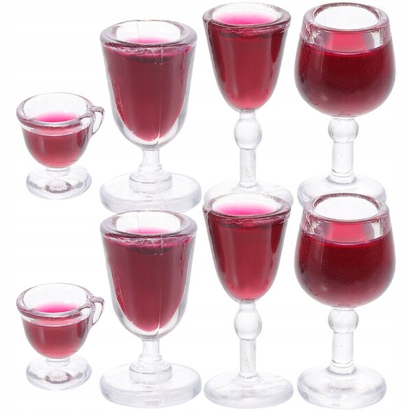 Set 8 Mini Bicchieri da Vino Giocattolo per Casa delle Bambole