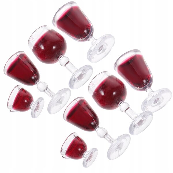 Set 8 Mini Bicchieri da Vino Giocattolo per Casa delle Bambole