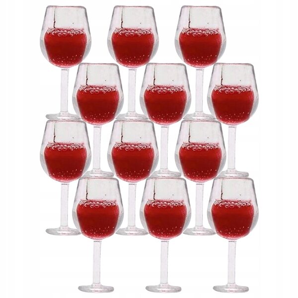 Lot de 12 mini verres à vin en résine pour maisons de poupées, réalistes et résistants