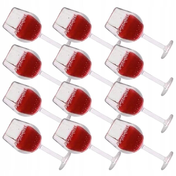 Lot de 12 mini verres à vin en résine pour maisons de poupées, réalistes et résistants