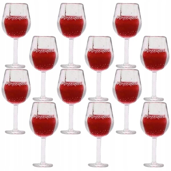 Lot de 12 mini verres à vin en résine pour maisons de poupées, réalistes et résistants