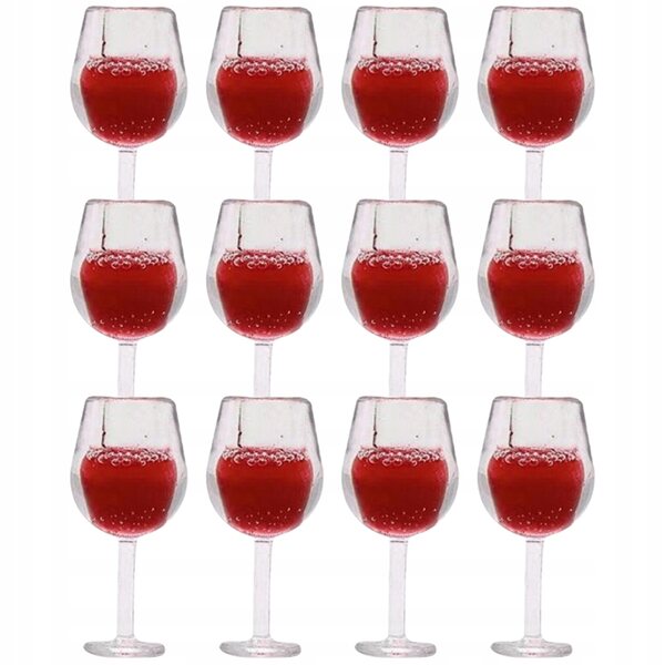 Lot de 12 mini verres à vin en résine pour maisons de poupées, réalistes et résistants