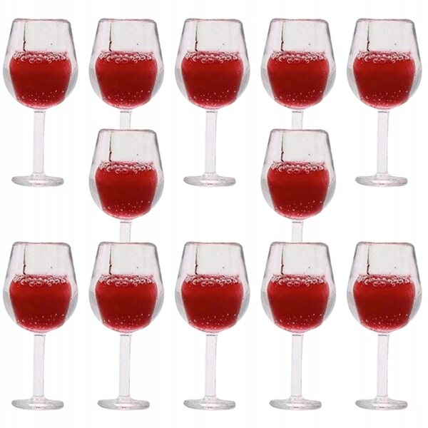 Lot de 12 mini verres à vin en résine pour maisons de poupées, réalistes et résistants