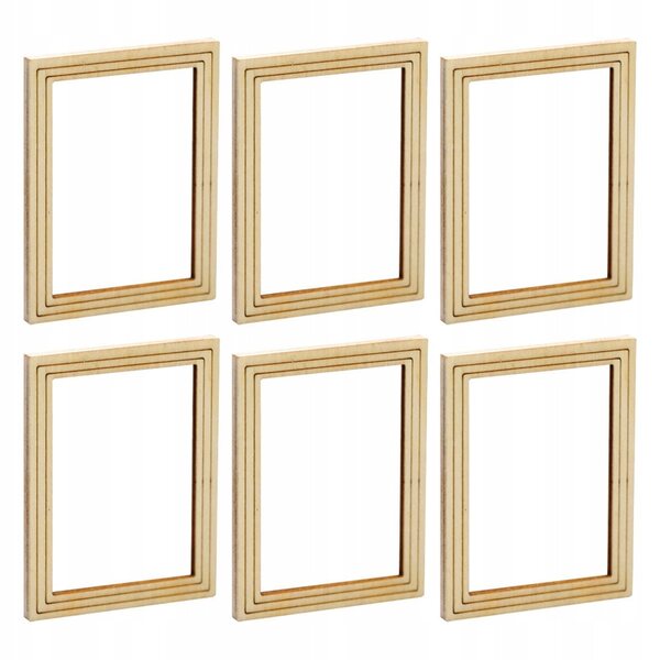 Set 6 Mini Cornici Decorative in Legno per Casa delle Bambole Verdi