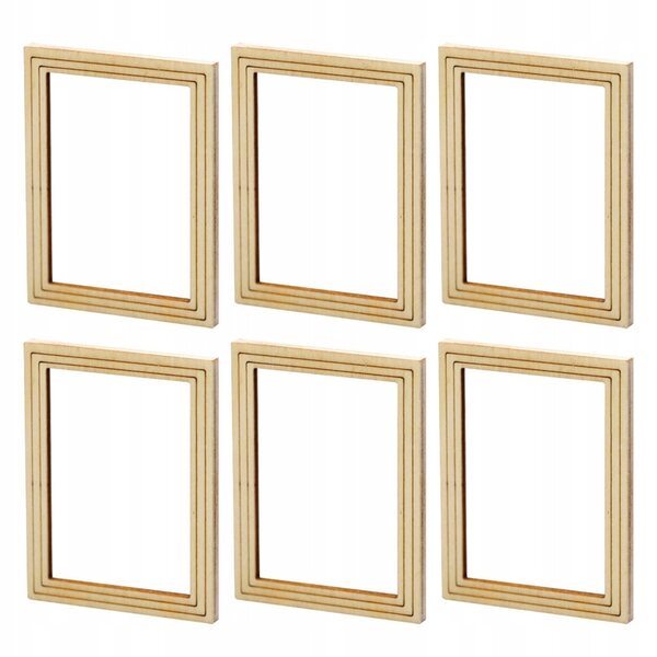 Set 6 Mini Cornici Decorative in Legno per Casa delle Bambole Verdi