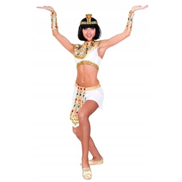 Ägyptisches Pharao-Kostüm mit Krone und Schlangen-Stirnband für Karneval und Halloween
