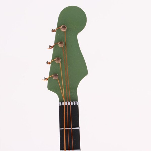 Miniatura chitarra elettrica basso in legno 1/6 con supporto per bambole