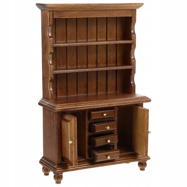 Braunes Miniatur-Bücherregal aus Holz für Puppenhaus, kompakte Größe