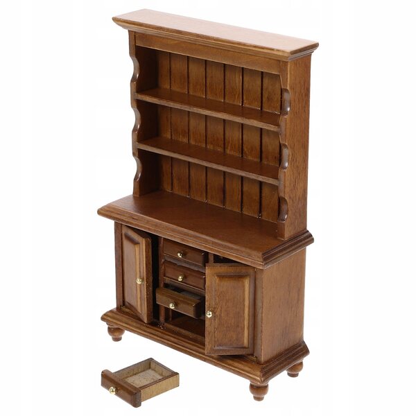 Braunes Miniatur-Bücherregal aus Holz für Puppenhaus, kompakte Größe