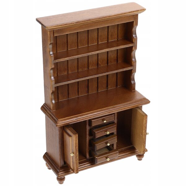 Braunes Miniatur-Bücherregal aus Holz für Puppenhaus, kompakte Größe