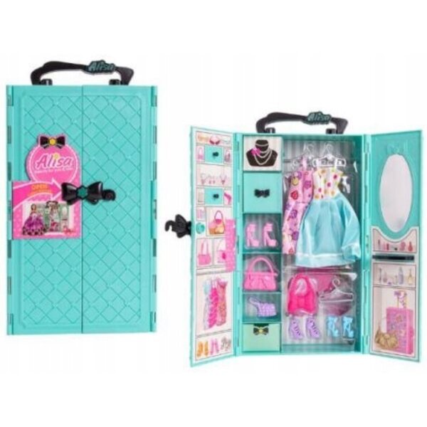 Giochi per Bambine: Armadio con Bambola, Vestiti, Scarpe e Accessori 32x18cm