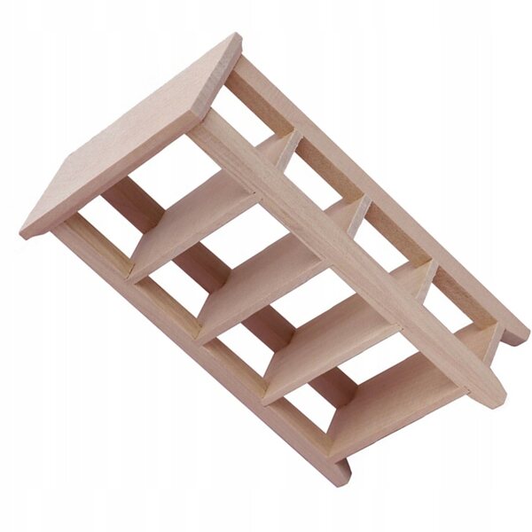 Mini Biblioteczka Decorativa in Legno per Casa delle Bambole Beige 12,6x8,4x7,4 cm