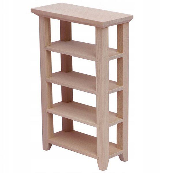 Mini Biblioteczka Decorativa in Legno per Casa delle Bambole Beige 12,6x8,4x7,4 cm