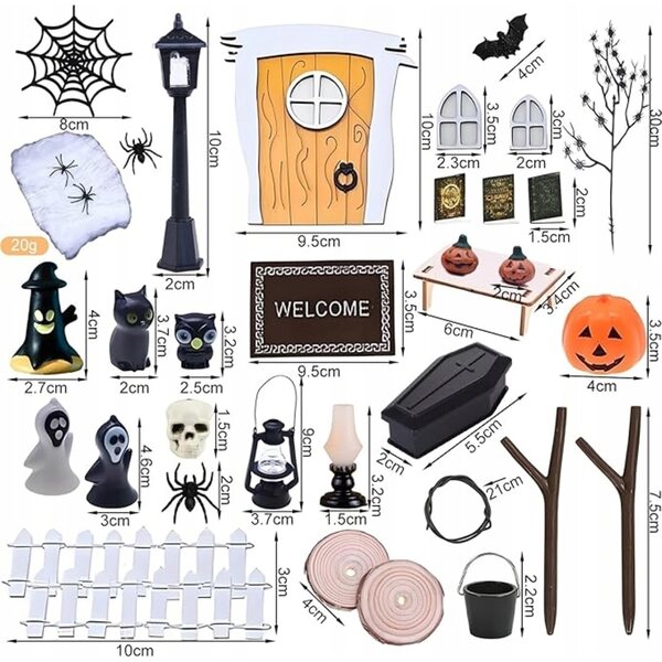 Halloween-Puppenhaus-Miniatur-Set mit detailliertem Zubehör
