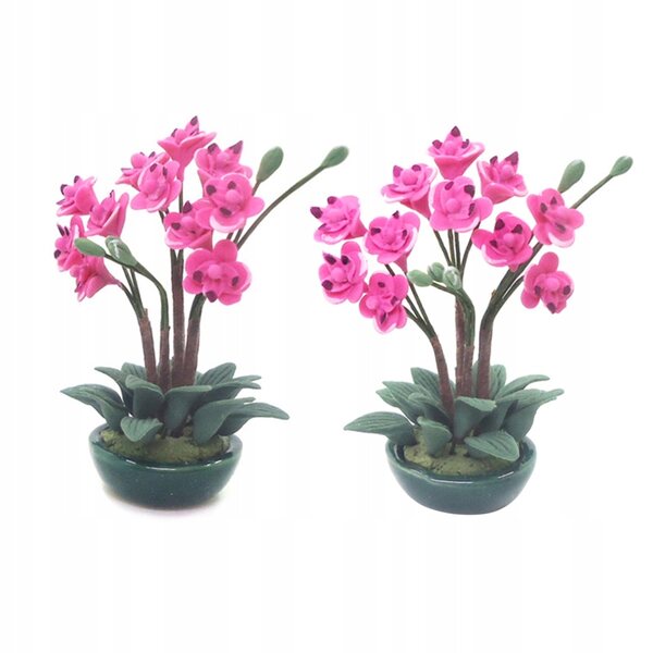 Mini decorazione orchidea Phalaenopsis in argilla per casa delle bambole 1:12