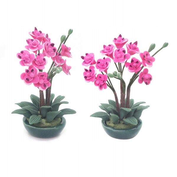 Mini decorazione orchidea Phalaenopsis in argilla per casa delle bambole 1:12