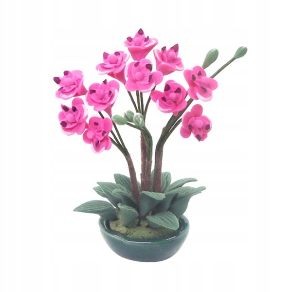 Mini decorazione orchidea Phalaenopsis in argilla per casa delle bambole 1:12