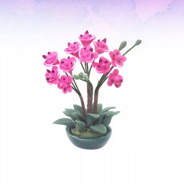 Mini decorazione orchidea Phalaenopsis in argilla per casa delle bambole 1:12