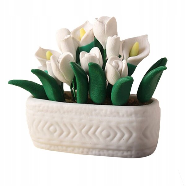 Mini Bonsai decorativo bianco per casette delle bambole, dimensioni compatte