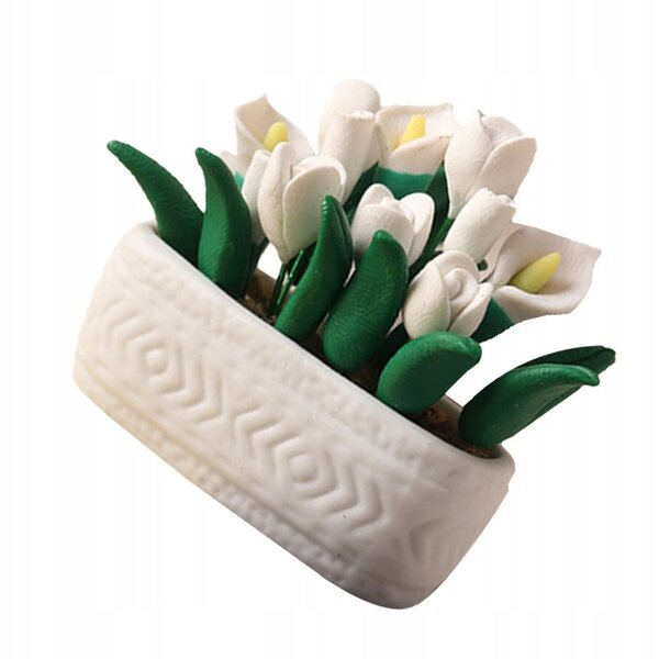 Mini Bonsai decorativo bianco per casette delle bambole, dimensioni compatte