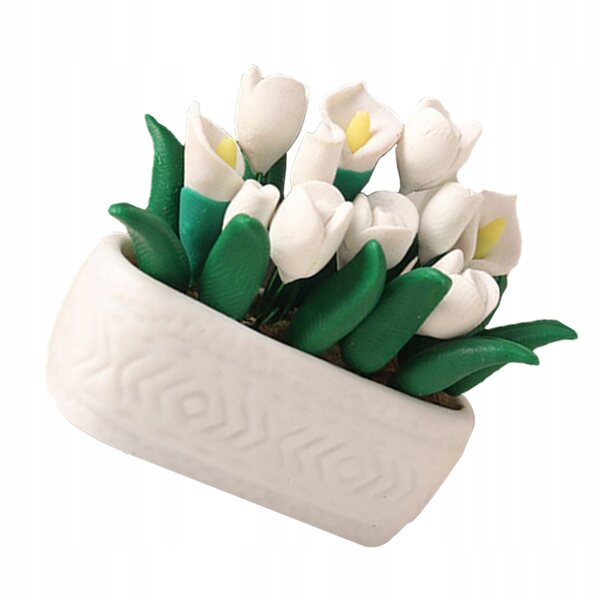 Mini Bonsai decorativo bianco per casette delle bambole, dimensioni compatte