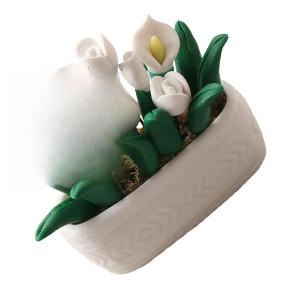 Mini Bonsai decorativo bianco per casette delle bambole, dimensioni compatte