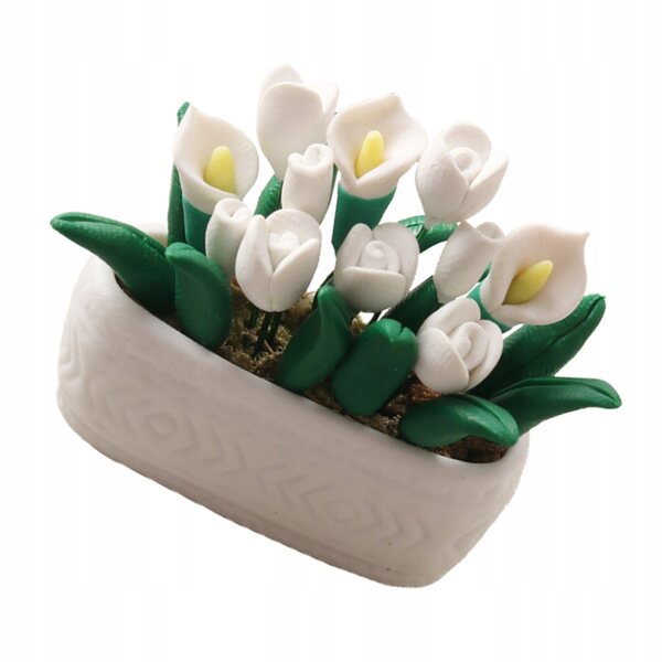 Mini Bonsai decorativo bianco per casette delle bambole, dimensioni compatte