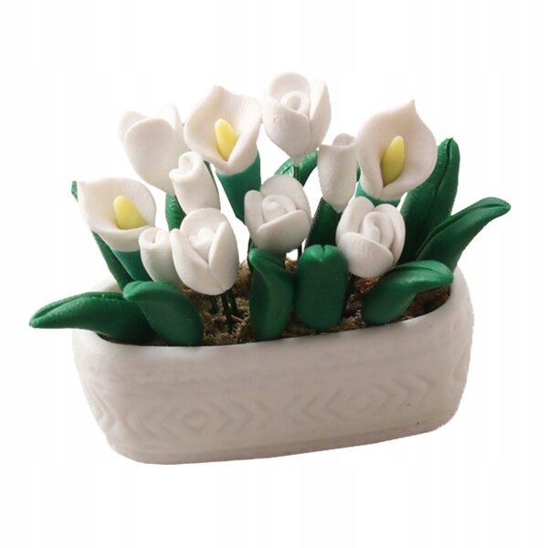 Mini Bonsai decorativo bianco per casette delle bambole, dimensioni compatte