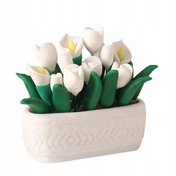 Mini Bonsai decorativo bianco per casette delle bambole, dimensioni compatte