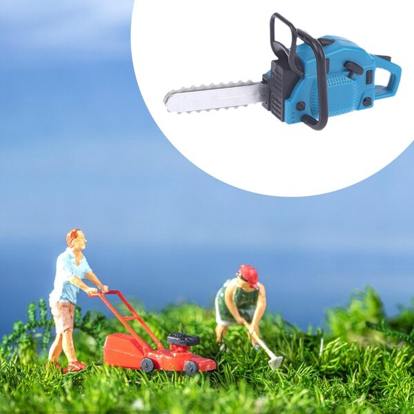 Tosaerba blu in miniatura per una casa delle bambole, scala 1:12