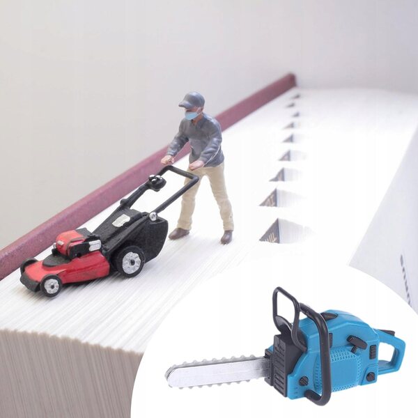 Tosaerba blu in miniatura per una casa delle bambole, scala 1:12