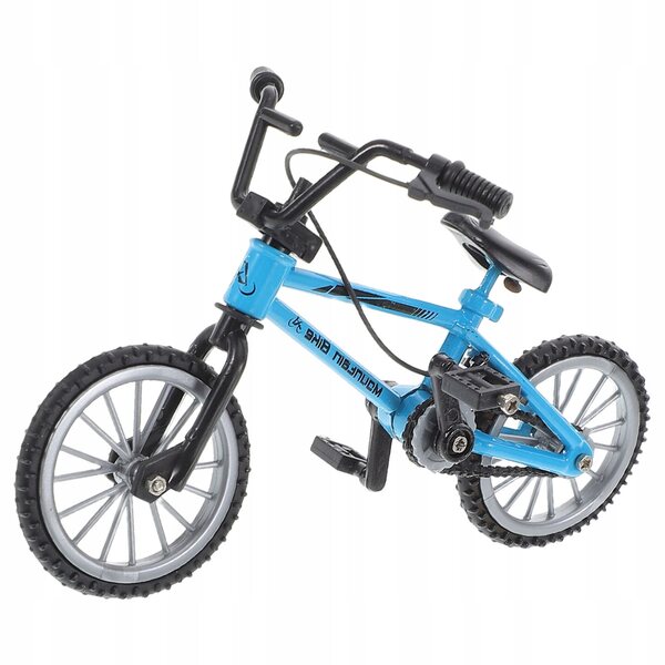 Mini bici­n­e azzurro in metallo per casa delle bambole, accessorio decorativo dettagliato