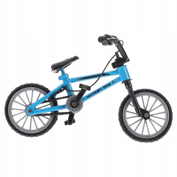 Mini bici­n­e azzurro in metallo per casa delle bambole, accessorio decorativo dettagliato