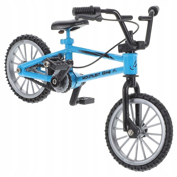 Mini bici­n­e azzurro in metallo per casa delle bambole, accessorio decorativo dettagliato