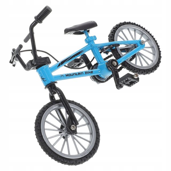 Mini bici­n­e azzurro in metallo per casa delle bambole, accessorio decorativo dettagliato