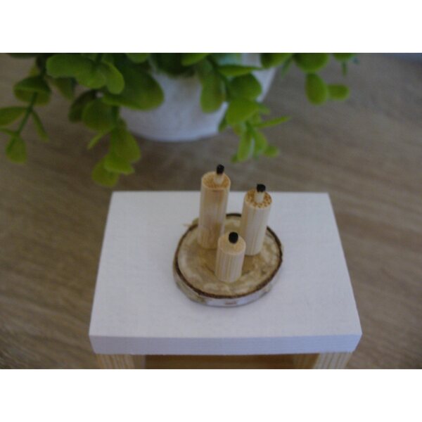 mobili in legno per bambole: set candele sicure e fatte a mano