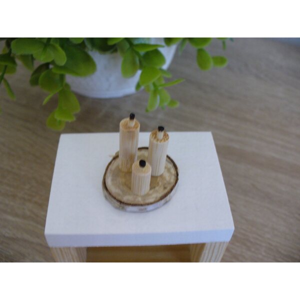 mobili in legno per bambole: set candele sicure e fatte a mano