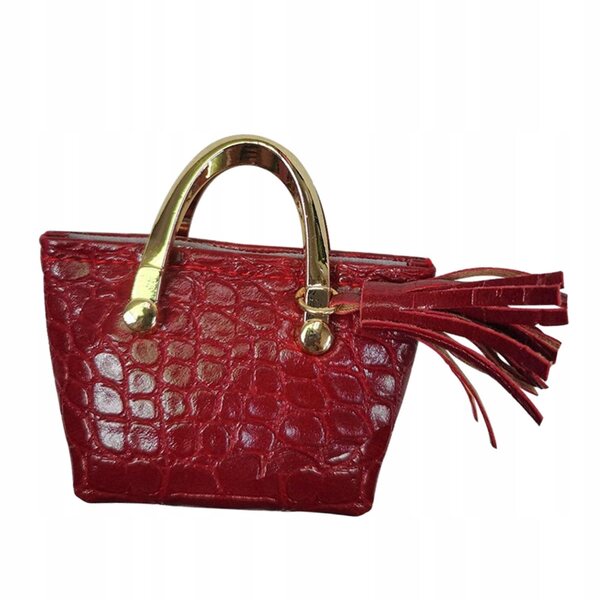 Miniatura borsa rossa in pelle PU per bambole e action figures scala 1:6
