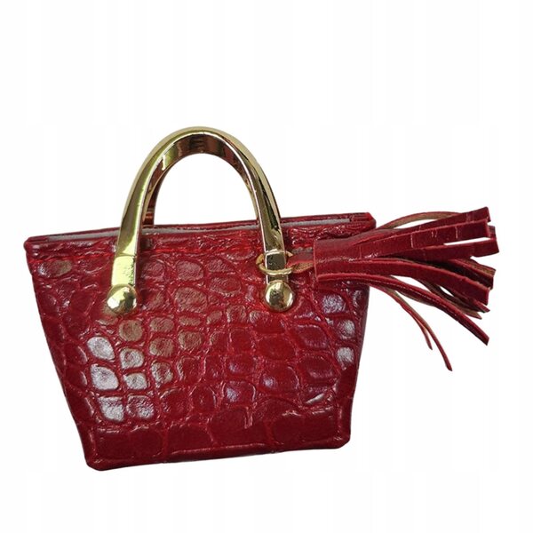 Miniatura borsa rossa in pelle PU per bambole e action figures scala 1:6