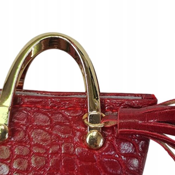 Miniatura borsa rossa in pelle PU per bambole e action figures scala 1:6