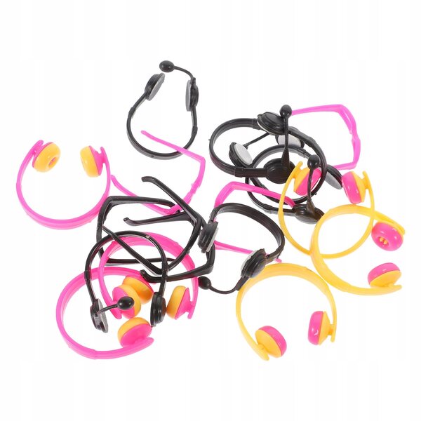 Mini-koptelefoon en brilset voor poppen - kleurrijke plastic accessoires