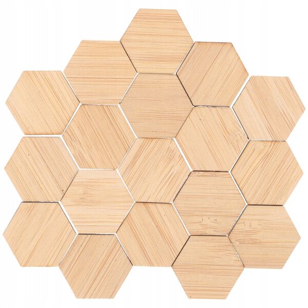 Set 48 pz Mini pavimenti in bambù per casette delle bambole esagonali