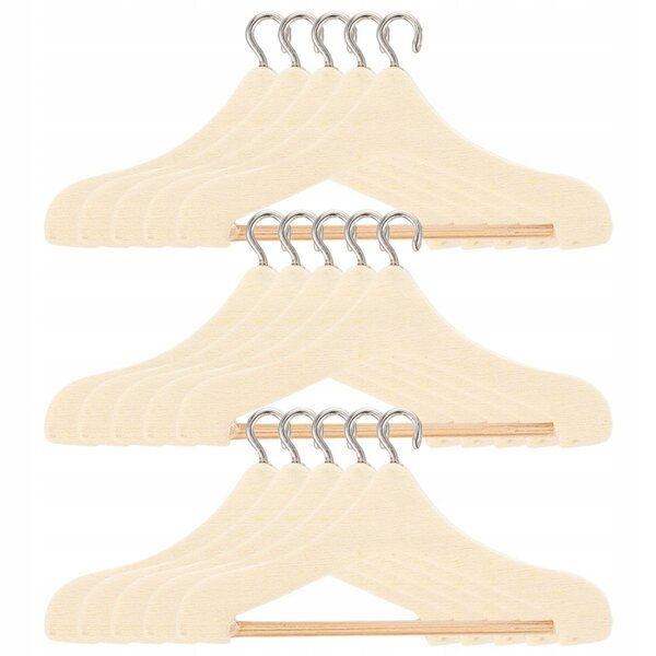 Lot de 15 mini cintres en bois pour vêtements de poupée Beige 5,3x3 cm
